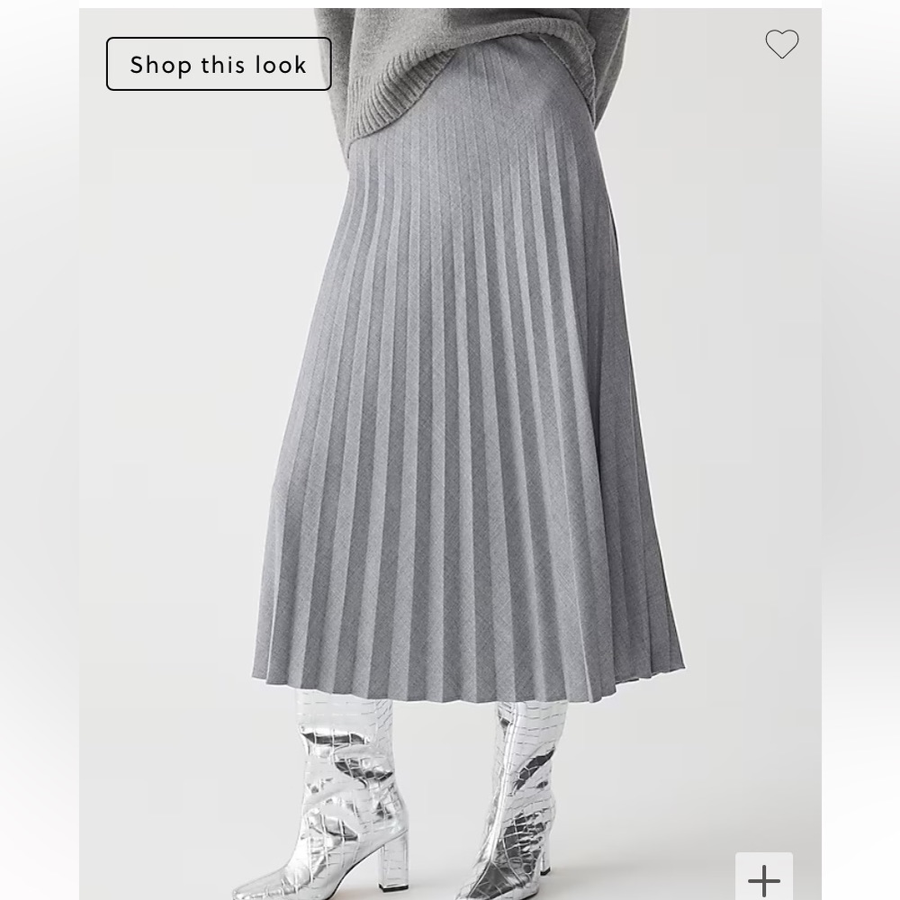 J.Crew Grey Wool Pleated Skirt NWT